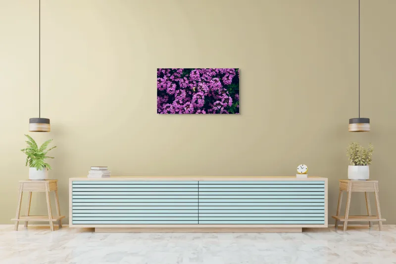 Tablou Canvas, "Albine printre florile de liliac", Flori, Mov, Albina, Natură, Delicat, Viu, Plante, Verdeață, 90 x 50 cm – poza 5