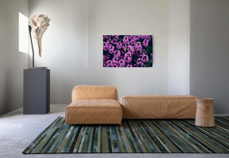 Tablou Canvas, "Albine printre florile de liliac", Flori, Mov, Albina, Natură, Delicat, Viu, Plante, Verdeață, 90 x 50 cm – poza 8