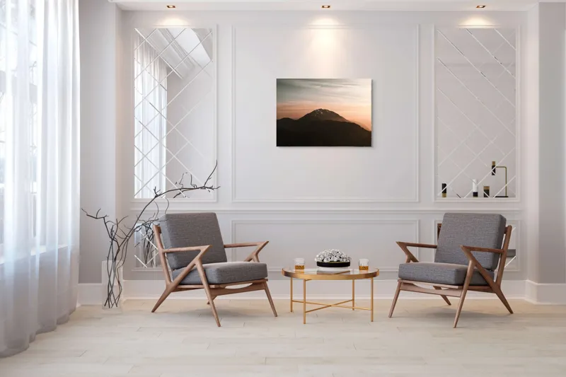 Tablou Canvas, "Muntele sub cerul înserării", Majestic, Solitary, Serene, Elevated, Enigmatic, Tranquil, Ethereal, Expansive, 100 x 70 cm – poza 5
