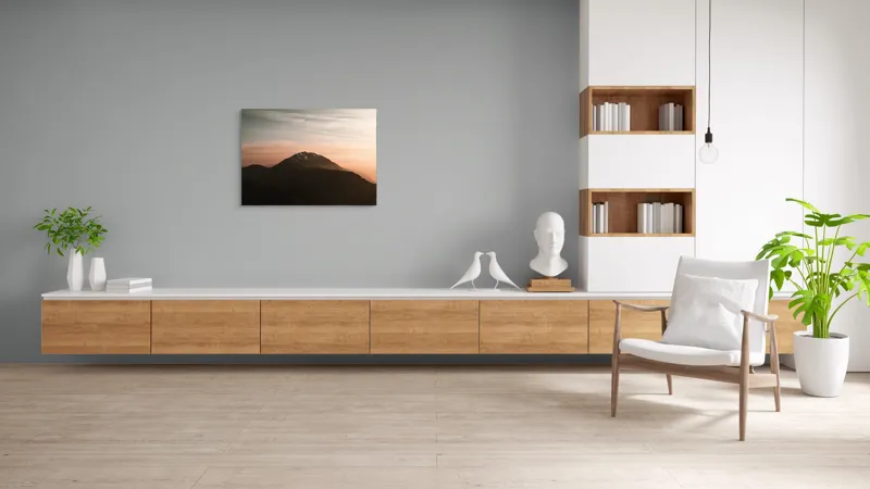 Tablou Canvas, "Muntele sub cerul înserării", Majestic, Solitary, Serene, Elevated, Enigmatic, Tranquil, Ethereal, Expansive, 100 x 70 cm – poza 6