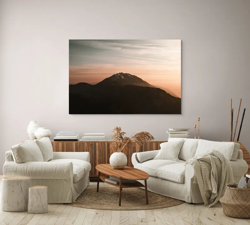 Tablou Canvas, "Muntele sub cerul înserării", Majestic, Solitary, Serene, Elevated, Enigmatic, Tranquil, Ethereal, Expansive, 150 x 100 cm – poza 3