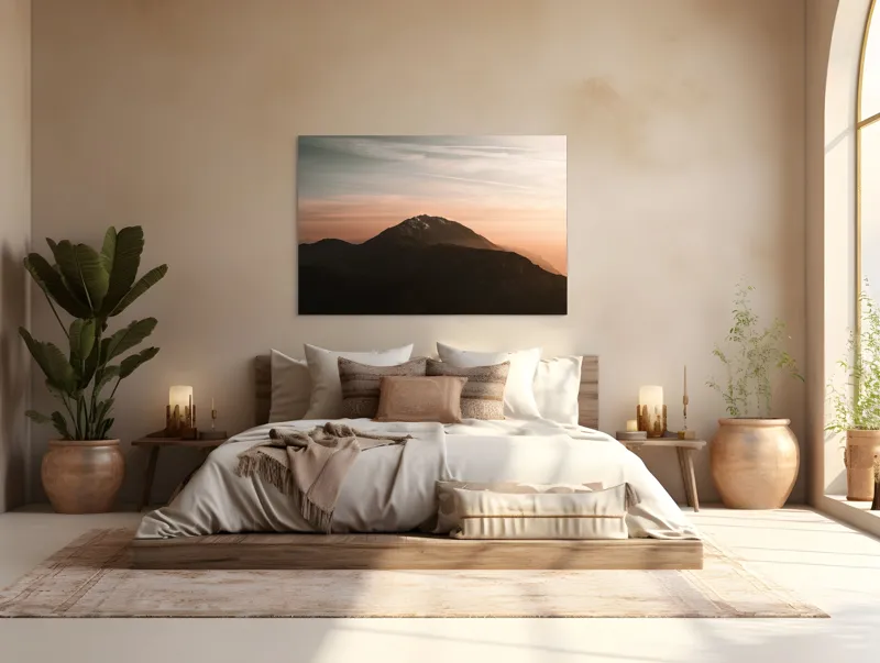 Tablou Canvas, "Muntele sub cerul înserării", Majestic, Solitary, Serene, Elevated, Enigmatic, Tranquil, Ethereal, Expansive, 150 x 100 cm – poza 4