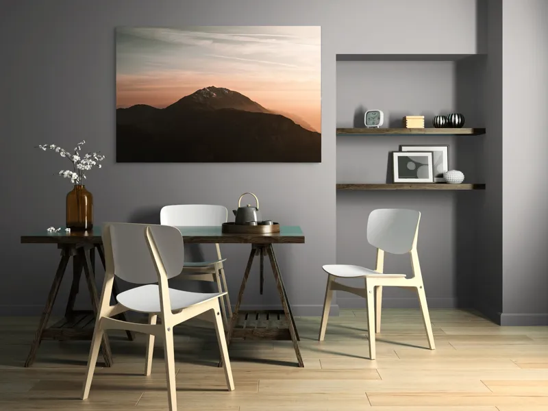 Tablou Canvas, "Muntele sub cerul înserării", Majestic, Solitary, Serene, Elevated, Enigmatic, Tranquil, Ethereal, Expansive, 150 x 100 cm – poza 5