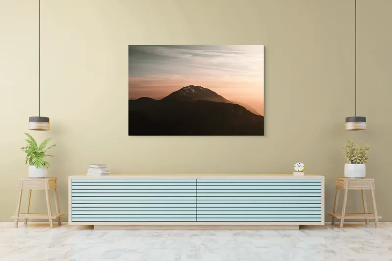 Tablou Canvas, "Muntele sub cerul înserării", Majestic, Solitary, Serene, Elevated, Enigmatic, Tranquil, Ethereal, Expansive, 150 x 100 cm – poza 6