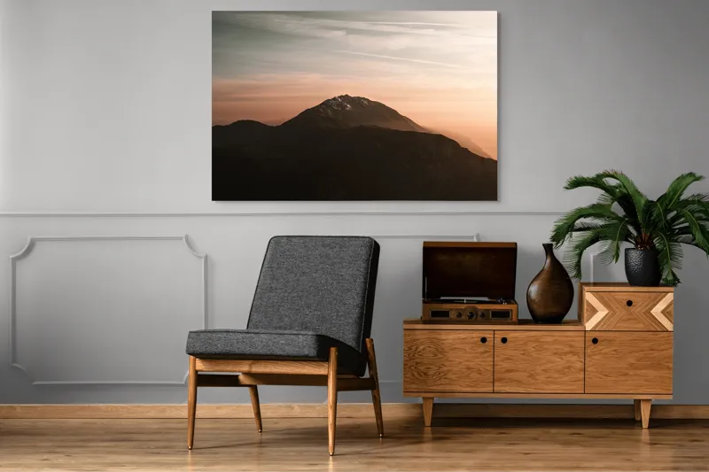 Tablou Canvas, "Muntele sub cerul înserării", Majestic, Solitary, Serene, Elevated, Enigmatic, Tranquil, Ethereal, Expansive, 150 x 100 cm – poza 8