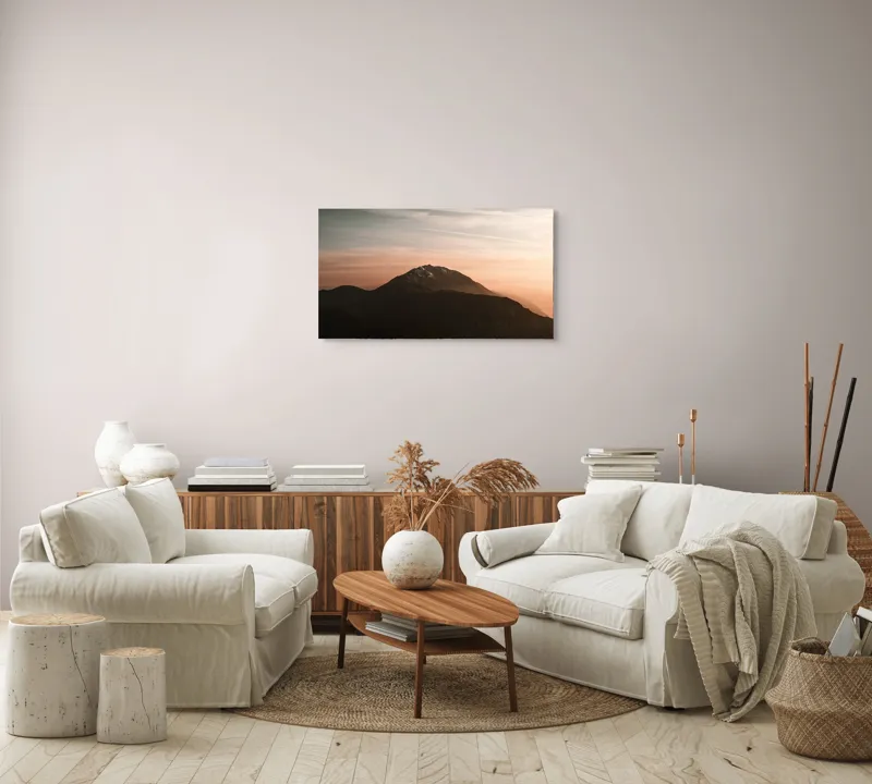 Tablou Canvas, "Muntele sub cerul înserării", Majestic, Solitary, Serene, Elevated, Enigmatic, Tranquil, Ethereal, Expansive, 90 x 50 cm – poza 4