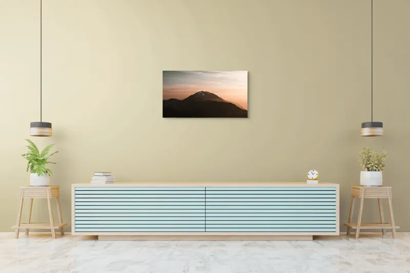 Tablou Canvas, "Muntele sub cerul înserării", Majestic, Solitary, Serene, Elevated, Enigmatic, Tranquil, Ethereal, Expansive, 90 x 50 cm – poza 5