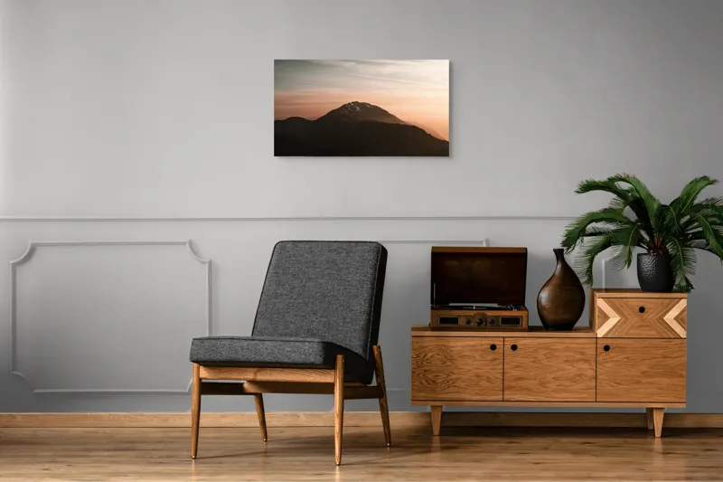 Tablou Canvas, "Muntele sub cerul înserării", Majestic, Solitary, Serene, Elevated, Enigmatic, Tranquil, Ethereal, Expansive, 90 x 50 cm – poza 6