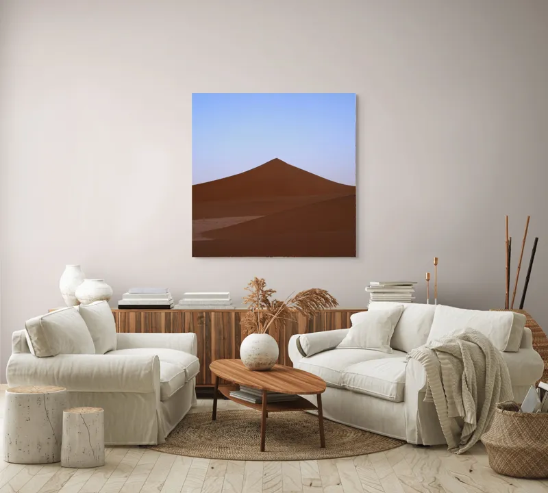 Tablou Canvas, "Dunele tăcute sub cerul albastru", Deșert, Dune, Nisip, Cer, Apus, 100 x 100 cm – poza 3