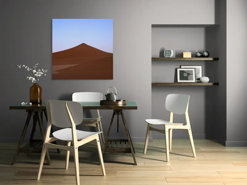 Tablou Canvas, "Dunele tăcute sub cerul albastru", Deșert, Dune, Nisip, Cer, Apus, 100 x 100 cm – poza 6