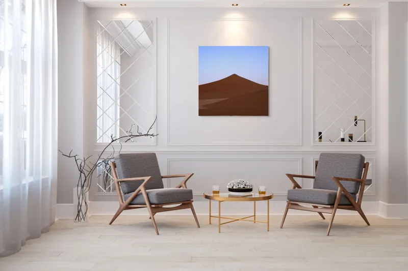 Tablou Canvas, "Dunele tăcute sub cerul albastru", Deșert, Dune, Nisip, Cer, Apus, 100 x 100 cm – poza 7
