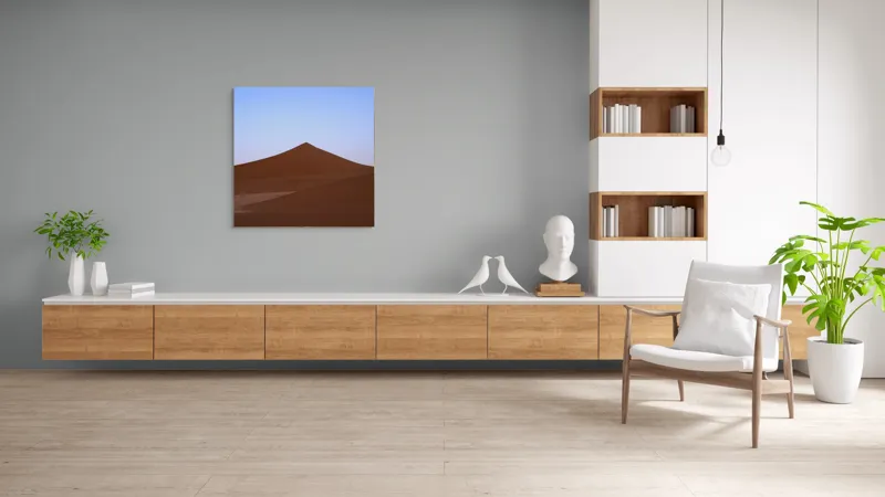 Tablou Canvas, "Dunele tăcute sub cerul albastru", Deșert, Dune, Nisip, Cer, Apus, 100 x 100 cm – poza 8