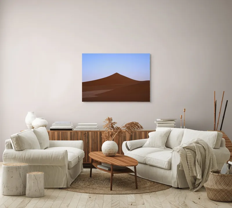 Tablou Canvas, "Dunele tăcute sub cerul albastru", Deșert, Dune, Nisip, Cer, Apus, 100 x 70 cm – poza 3
