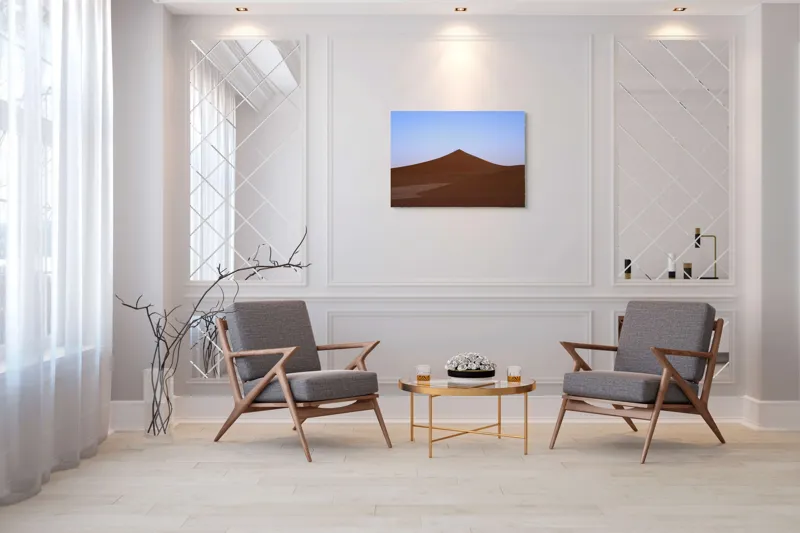 Tablou Canvas, "Dunele tăcute sub cerul albastru", Deșert, Dune, Nisip, Cer, Apus, 100 x 70 cm – poza 5