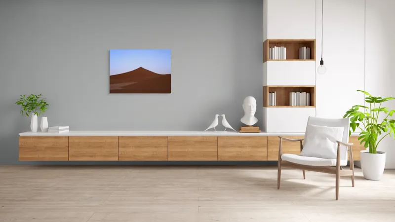 Tablou Canvas, "Dunele tăcute sub cerul albastru", Deșert, Dune, Nisip, Cer, Apus, 100 x 70 cm – poza 6