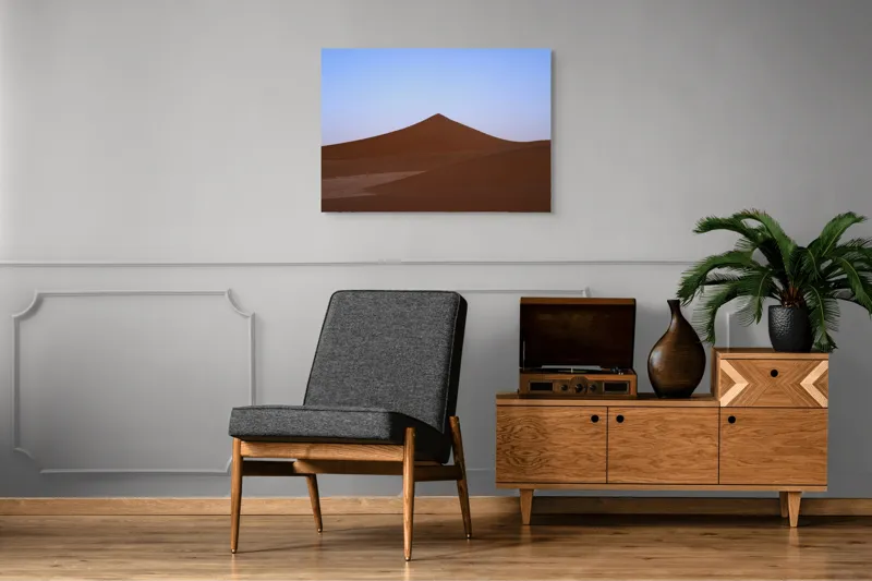 Tablou Canvas, "Dunele tăcute sub cerul albastru", Deșert, Dune, Nisip, Cer, Apus, 100 x 70 cm – poza 8