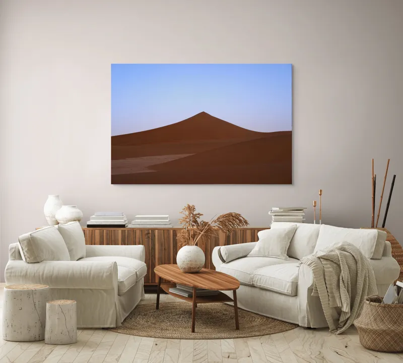 Tablou Canvas, "Dunele tăcute sub cerul albastru", Deșert, Dune, Nisip, Cer, Apus, 150 x 100 cm – poza 3