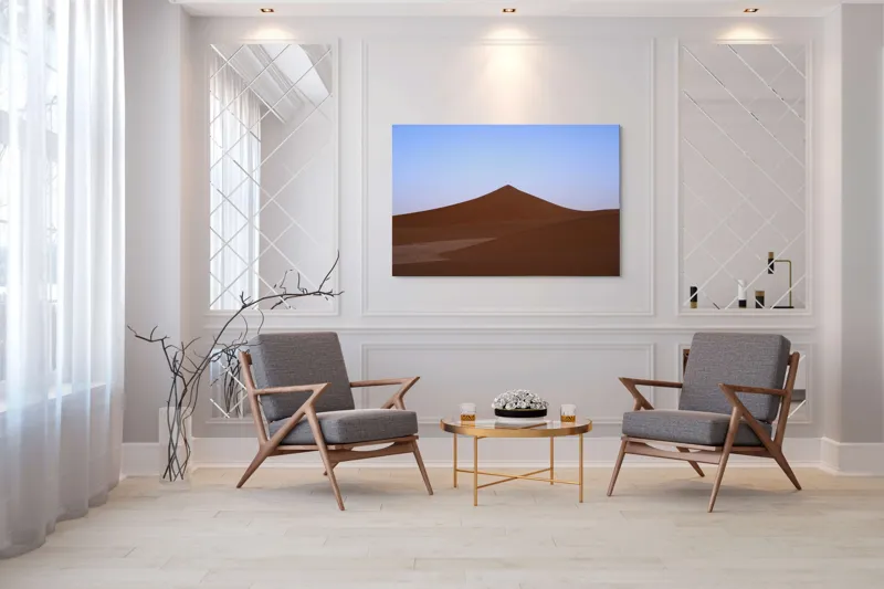 Tablou Canvas, "Dunele tăcute sub cerul albastru", Deșert, Dune, Nisip, Cer, Apus, 150 x 100 cm – poza 7