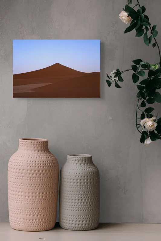 Tablou Canvas, "Dunele tăcute sub cerul albastru", Deșert, Dune, Nisip, Cer, Apus, 39 x 26 cm – poza 4