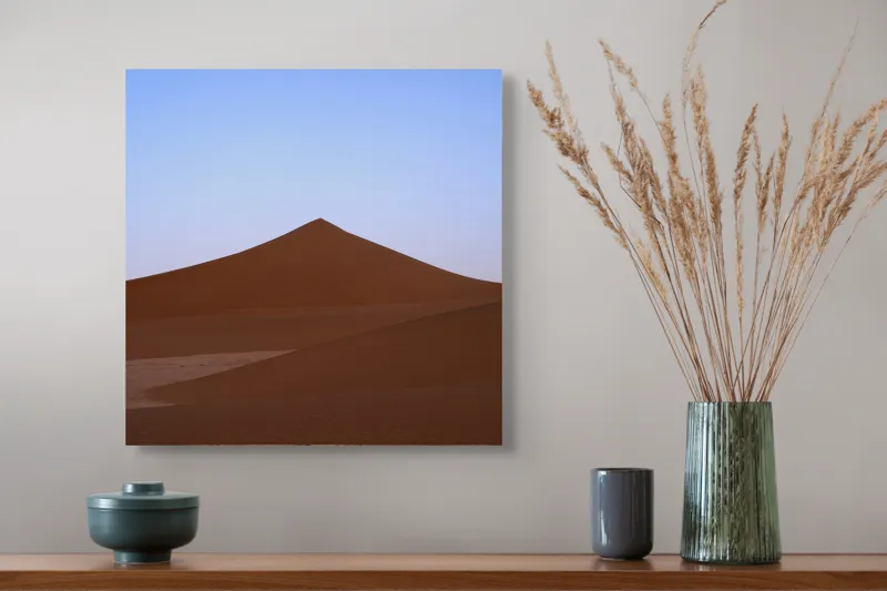 Tablou Canvas, "Dunele tăcute sub cerul albastru", Deșert, Dune, Nisip, Cer, Apus, 50 x 50 cm – poza 4