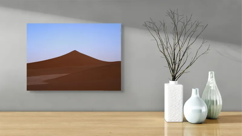 Tablou Canvas, "Dunele tăcute sub cerul albastru", Deșert, Dune, Nisip, Cer, Apus, 54 x 39 cm – poza 3