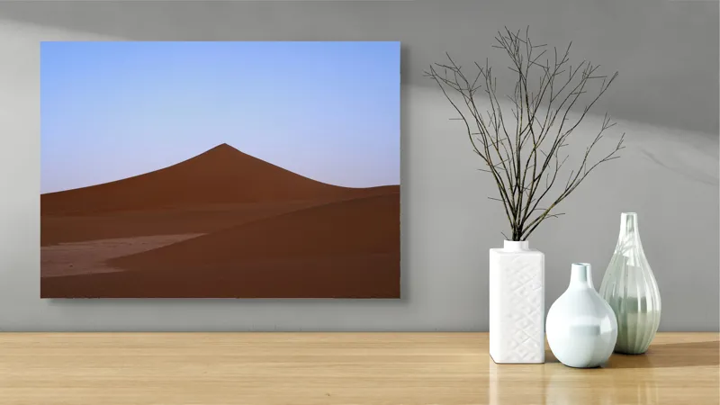 Tablou Canvas, "Dunele tăcute sub cerul albastru", Deșert, Dune, Nisip, Cer, Apus, 70 x 50 cm – poza 3