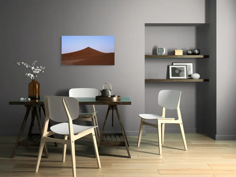 Tablou Canvas, "Dunele tăcute sub cerul albastru", Deșert, Dune, Nisip, Cer, Apus, 90 x 50 cm – poza 3