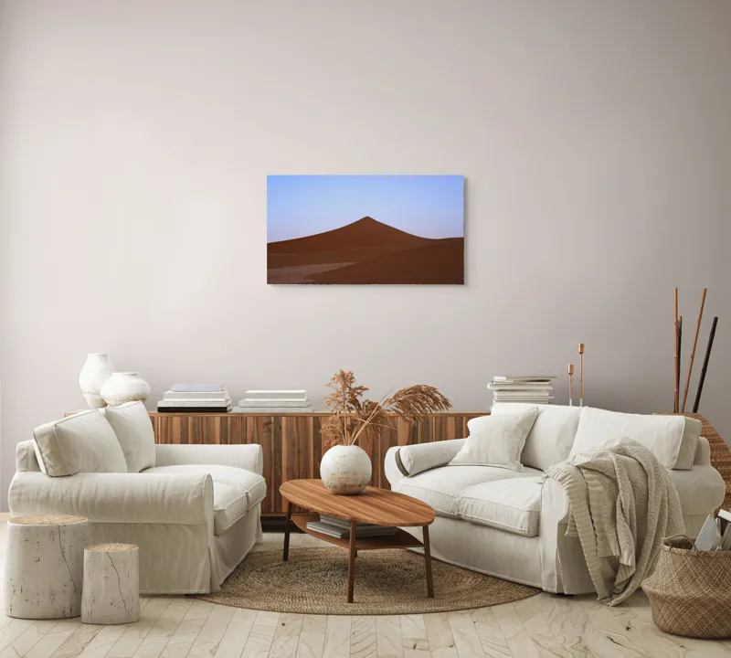 Tablou Canvas, "Dunele tăcute sub cerul albastru", Deșert, Dune, Nisip, Cer, Apus, 90 x 50 cm – poza 4