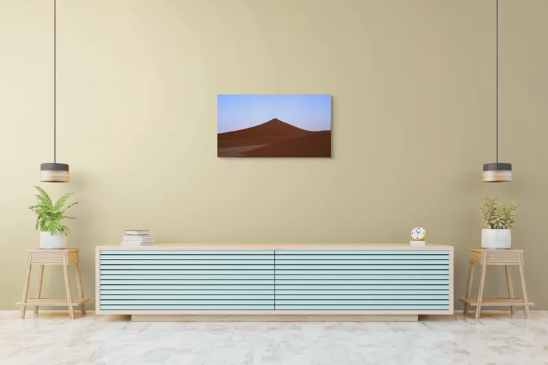 Tablou Canvas, "Dunele tăcute sub cerul albastru", Deșert, Dune, Nisip, Cer, Apus, 90 x 50 cm – poza 5