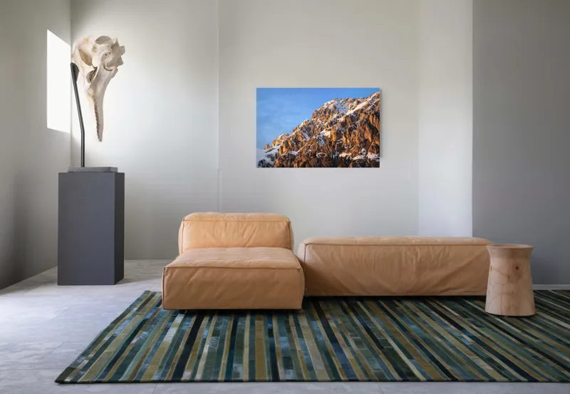 Tablou Canvas, "Splendoarea munților la apus", Munți, Zăpadă, Răsărit, Piatră, Cer, Lumină, Umbre, Peisaj, Natură, Pitoresc., 90 x 50 cm – poza 8