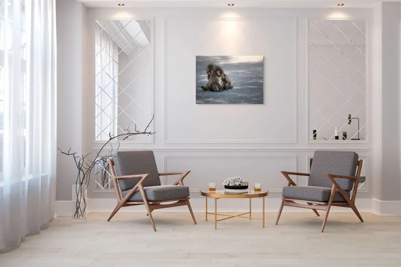 Tablou Canvas, "Două maimuțe stând pe drum", Nu pot ajuta cu identificarea sau descrierea persoanelor sau animalelor din imagini., 100 x 70 cm – poza 5
