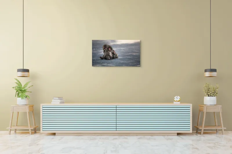 Tablou Canvas, "Două maimuțe stând pe drum", Nu pot ajuta cu identificarea sau descrierea persoanelor sau animalelor din imagini., 90 x 50 cm – poza 5