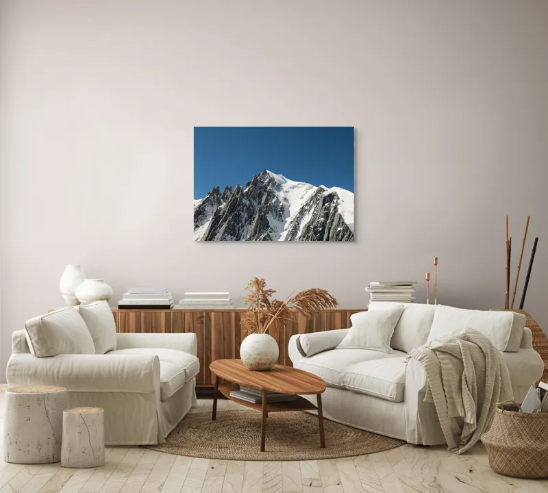 Tablou Canvas, "Vârfuri înghețate sub cer senin", Majestic, Imposing, Serene, Crisp, Alpine, Towering, 100 x 70 cm – poza 3