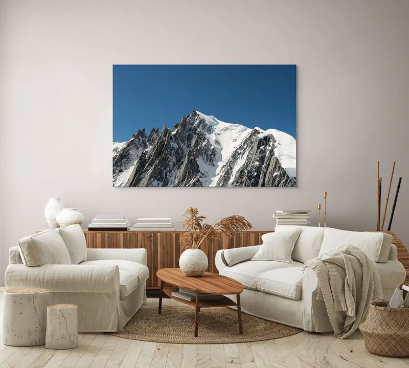 Tablou Canvas, "Vârfuri înghețate sub cer senin", Majestic, Imposing, Serene, Crisp, Alpine, Towering, 150 x 100 cm – poza 3