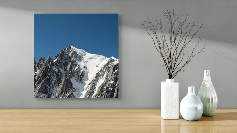 Tablou Canvas, "Vârfuri înghețate sub cer senin", Majestic, Imposing, Serene, Crisp, Alpine, Towering, 50 x 50 cm – poza 3