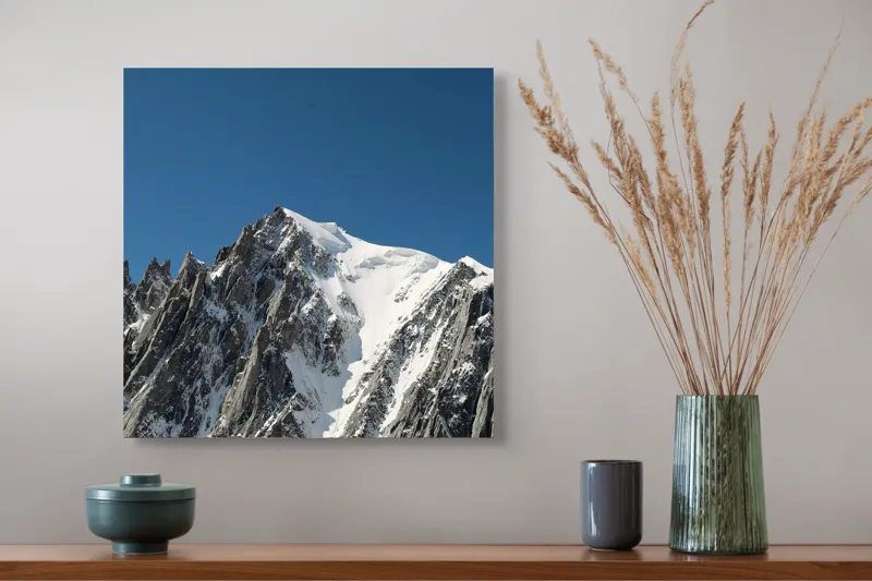 Tablou Canvas, "Vârfuri înghețate sub cer senin", Majestic, Imposing, Serene, Crisp, Alpine, Towering, 50 x 50 cm – poza 4