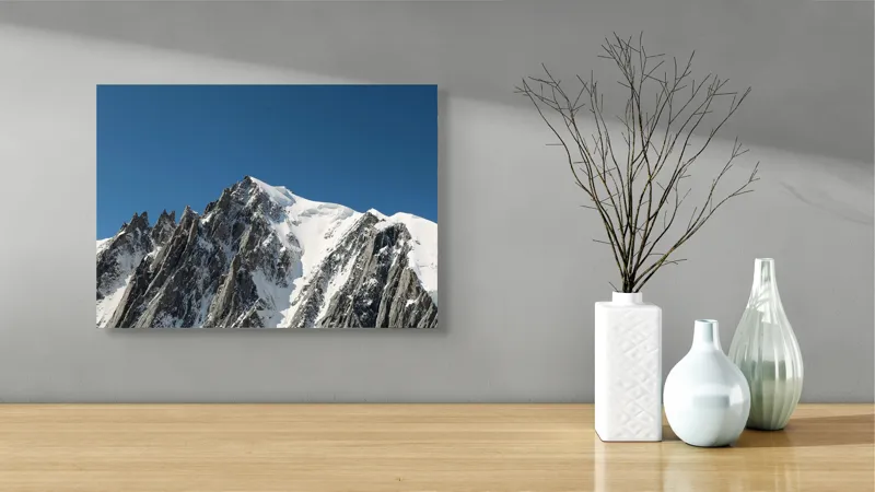 Tablou Canvas, "Vârfuri înghețate sub cer senin", Majestic, Imposing, Serene, Crisp, Alpine, Towering, 54 x 39 cm – poza 3