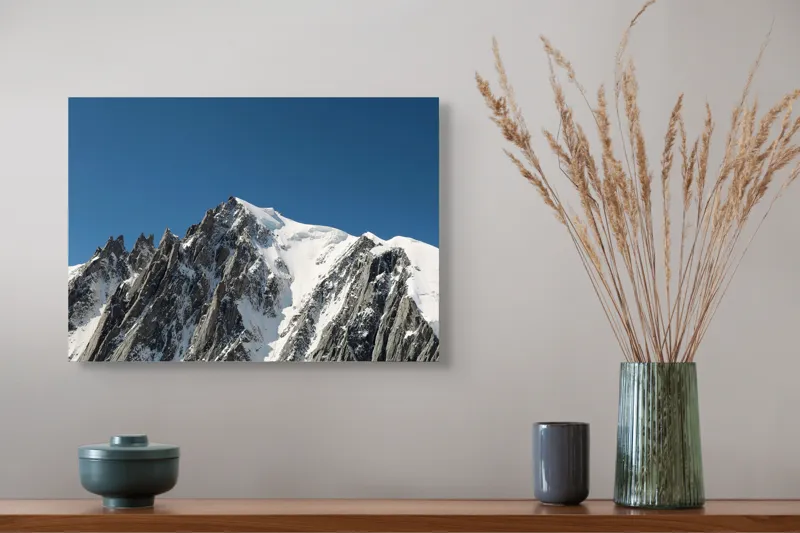 Tablou Canvas, "Vârfuri înghețate sub cer senin", Majestic, Imposing, Serene, Crisp, Alpine, Towering, 54 x 39 cm – poza 4