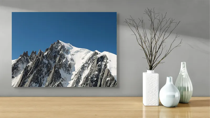 Tablou Canvas, "Vârfuri înghețate sub cer senin", Majestic, Imposing, Serene, Crisp, Alpine, Towering, 70 x 50 cm – poza 3