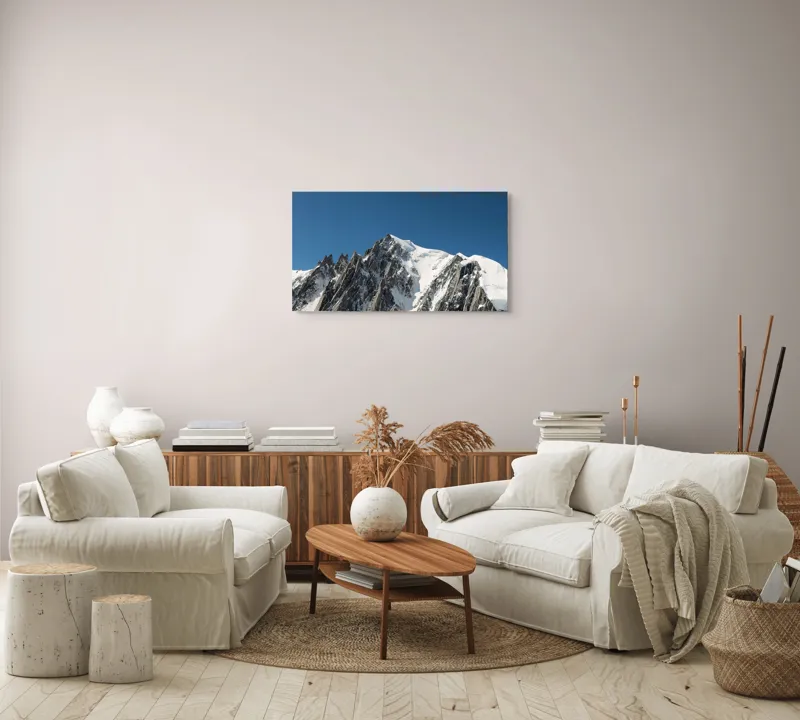 Tablou Canvas, "Vârfuri înghețate sub cer senin", Majestic, Imposing, Serene, Crisp, Alpine, Towering, 90 x 50 cm – poza 4