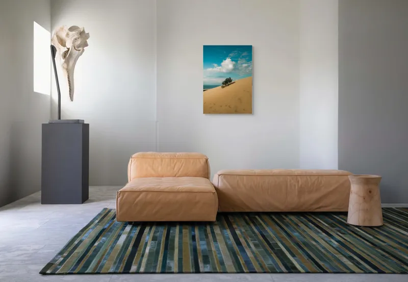 Tablou Canvas, "Planta solitară pe dune pustii", Nisip, Dune, Cer, Nor, Vegetație, Orizont, Albastru, Verde, Pustiu, Natură, 50 x 70 cm – poza 7
