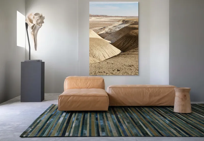 Tablou Canvas, "Peisaj arid cu dealuri albicioase", Vastă, Deșertică, Aridă, Ondulată, Izolată, Selenară, Strălucitoare, Calmă, Eternă, Tăcută, 100 x 150 cm – poza 7