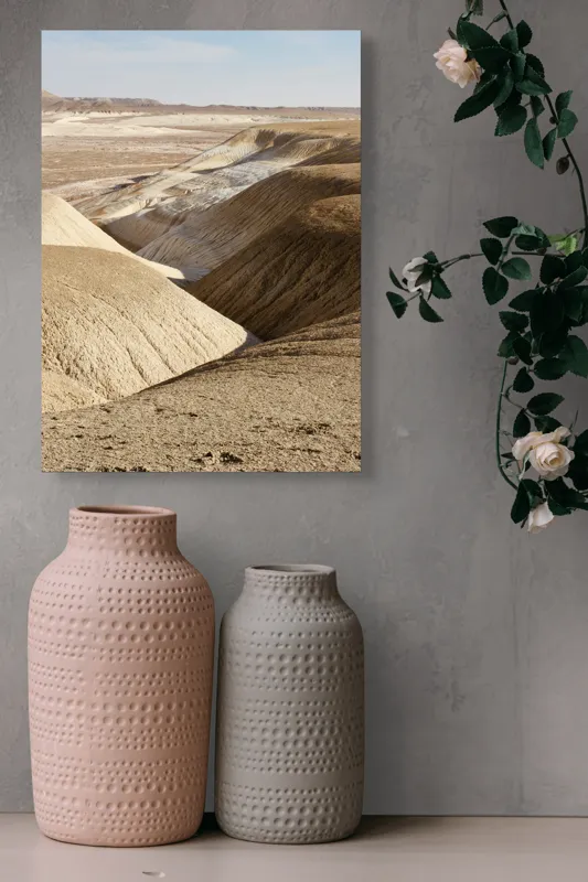 Tablou Canvas, "Peisaj arid cu dealuri albicioase", Vastă, Deșertică, Aridă, Ondulată, Izolată, Selenară, Strălucitoare, Calmă, Eternă, Tăcută, 39 x 54 cm – poza 6