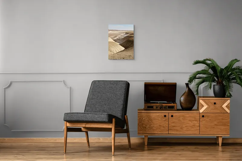 Tablou Canvas, "Peisaj arid cu dealuri albicioase", Vastă, Deșertică, Aridă, Ondulată, Izolată, Selenară, Strălucitoare, Calmă, Eternă, Tăcută, 39 x 54 cm – poza 8