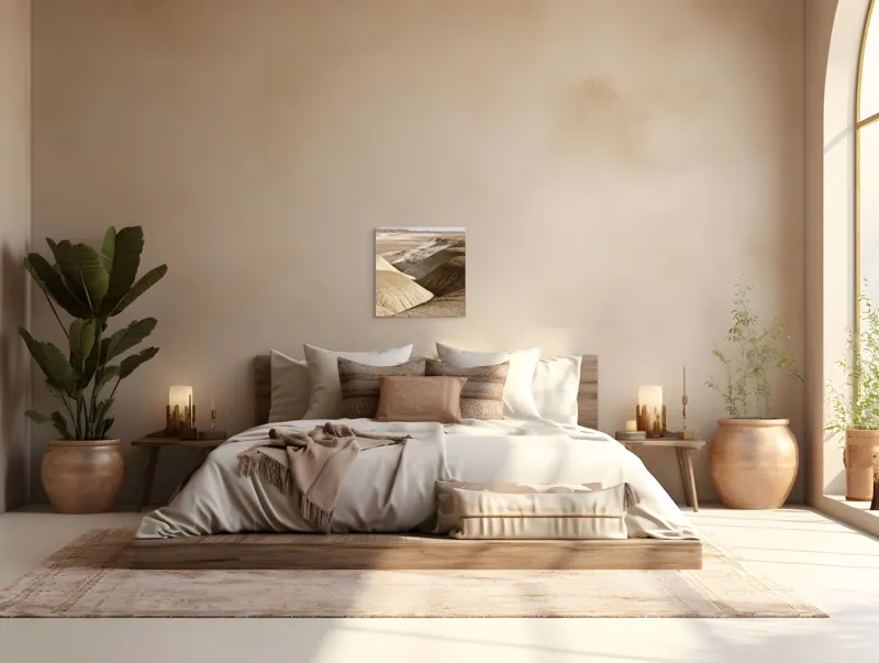 Tablou Canvas, "Peisaj arid cu dealuri albicioase", Vastă, Deșertică, Aridă, Ondulată, Izolată, Selenară, Strălucitoare, Calmă, Eternă, Tăcută, 50 x 50 cm – poza 5