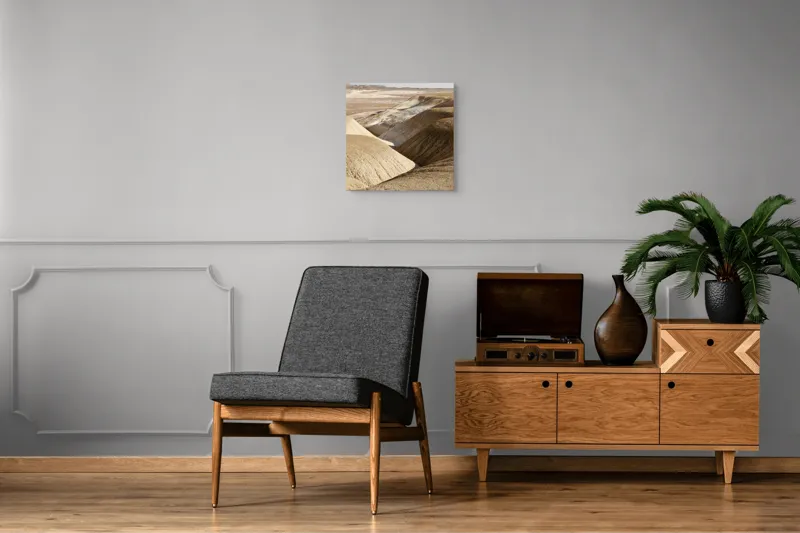 Tablou Canvas, "Peisaj arid cu dealuri albicioase", Vastă, Deșertică, Aridă, Ondulată, Izolată, Selenară, Strălucitoare, Calmă, Eternă, Tăcută, 50 x 50 cm – poza 6