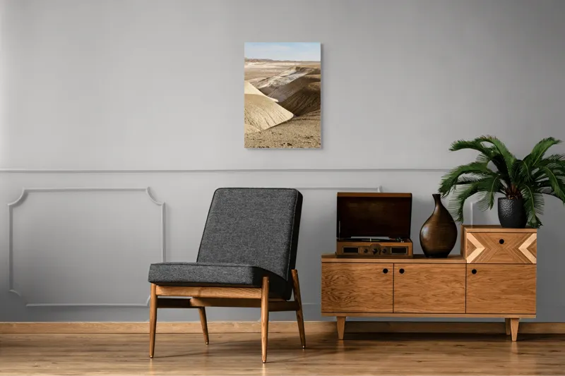 Tablou Canvas, "Peisaj arid cu dealuri albicioase", Vastă, Deșertică, Aridă, Ondulată, Izolată, Selenară, Strălucitoare, Calmă, Eternă, Tăcută, 50 x 70 cm – poza 8