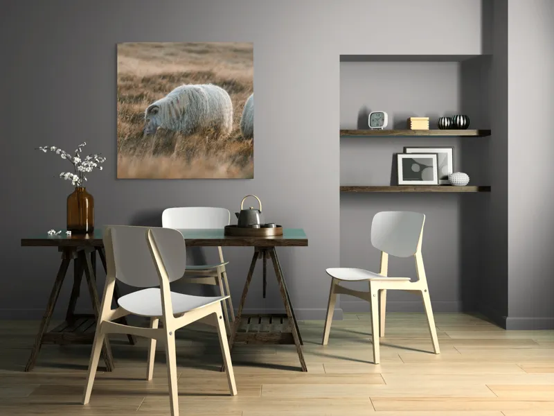 Tablou Canvas, "Oile pașnice în amurg auriu", I don't know who these animals are., 100 x 100 cm – poza 6