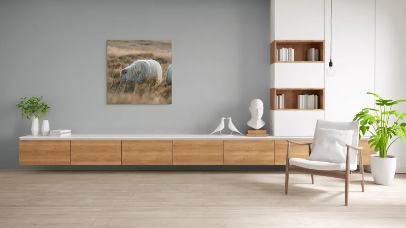 Tablou Canvas, "Oile pașnice în amurg auriu", I don't know who these animals are., 100 x 100 cm – poza 8