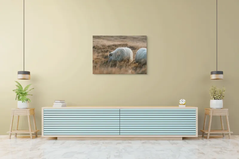 Tablou Canvas, "Oile pașnice în amurg auriu", I don't know who these animals are., 100 x 70 cm – poza 4